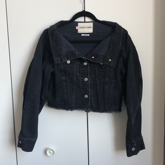 Sandy Liang Reny Cropped Denim Jacket 